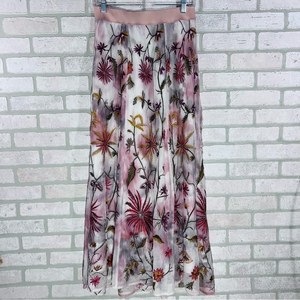 Soft Surroundings Splendor Floral Mesh Embroidery Maxi Skirt Size XS - Picture 4 of 10